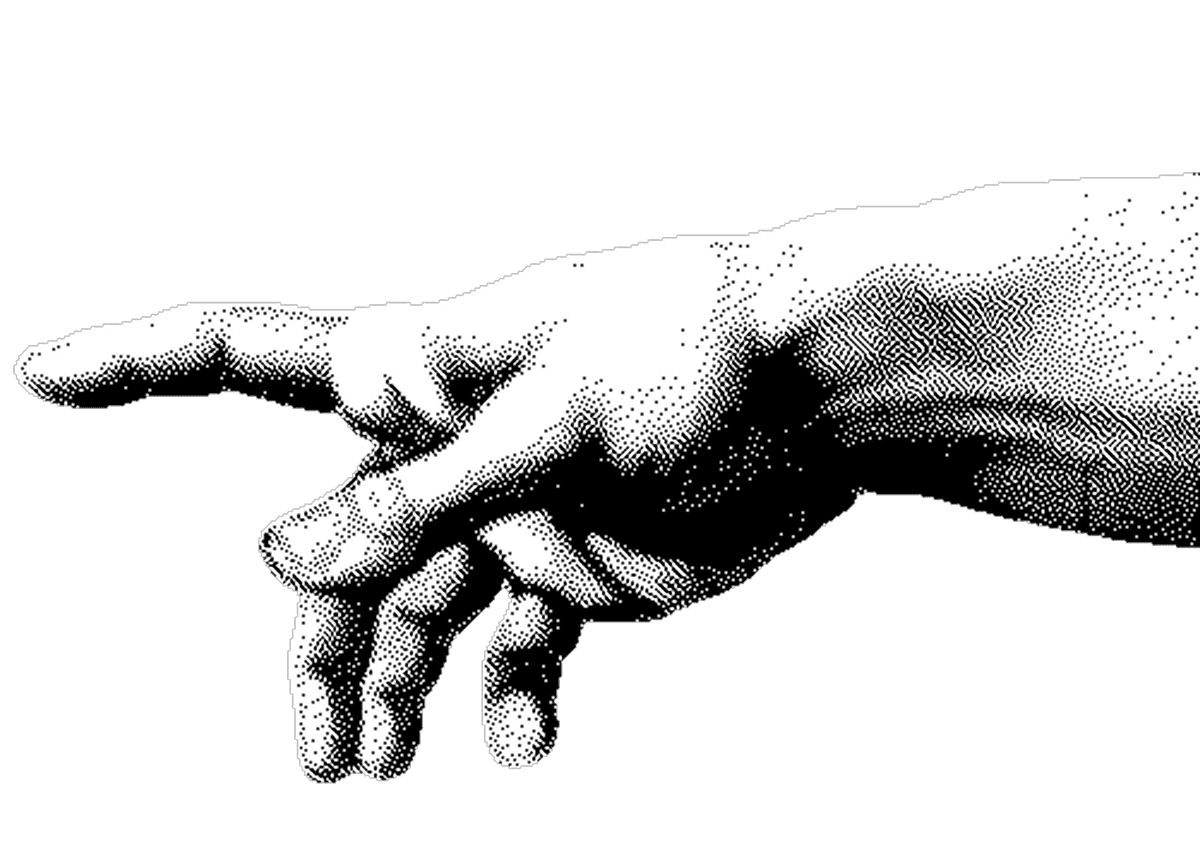A hand reaching back toward Luna